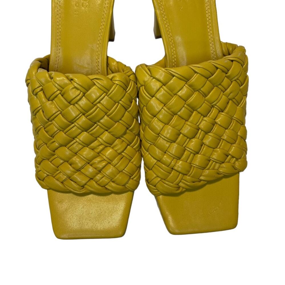 ASOS Design Raid Slip On Knottie Mule Heeled Sandals Yellow Square Toe Size 9 - Picture 11 of 14